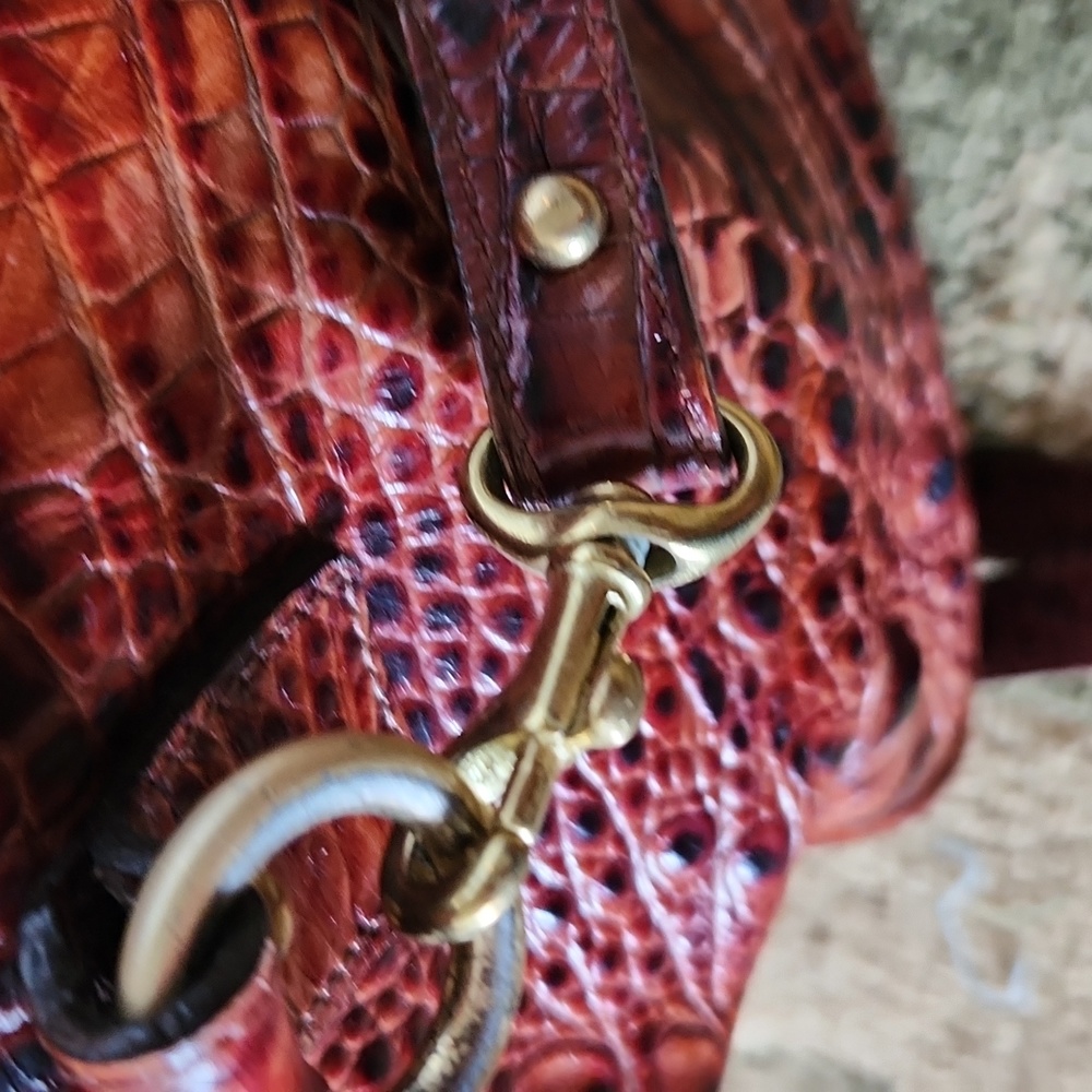 Brahmin Pecan  Croc-Embossed Shoulder Bag - Picture 12 of 16
